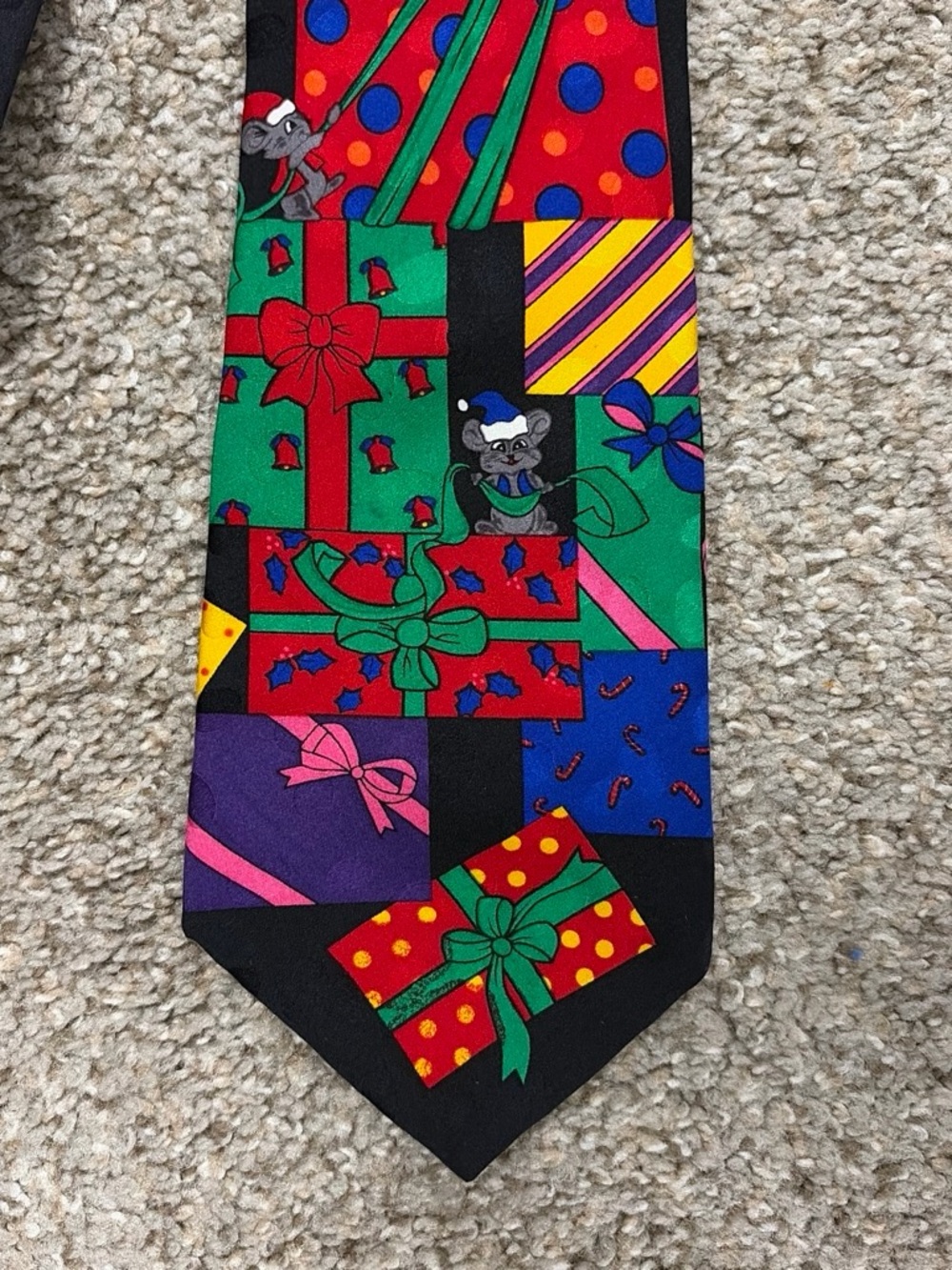100% silk handmade Holiday Gift Pattern Tie in Red, Green, Blue